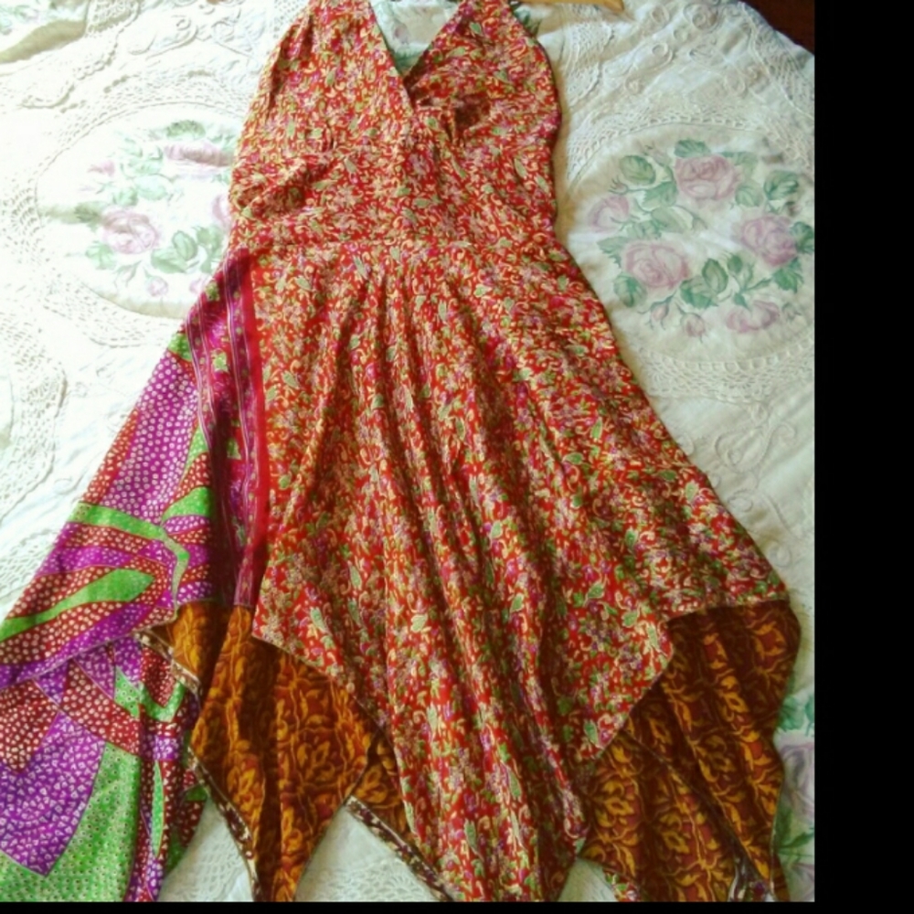 Patchwork silk dress India Boutique
